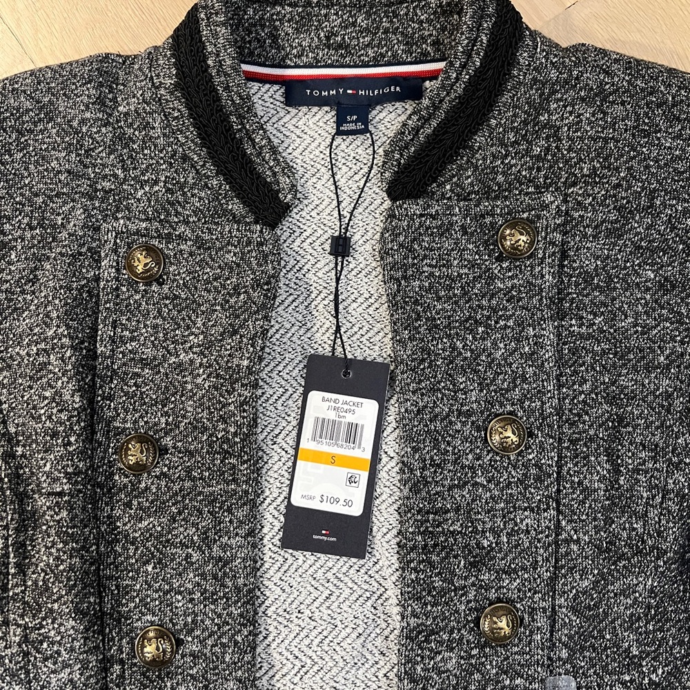 NWT Tommy Hilfiger Women's Marled Military Band Jacket Blazer Grey - Picture 7 of 8